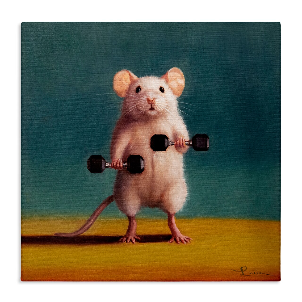 Stupell Industries Weight Lifting Mouse Canvas Wall Art Design by Lucia Heffernan